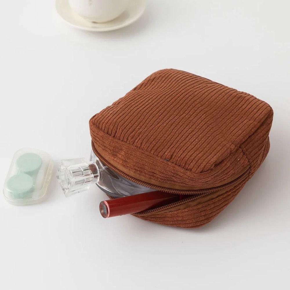 Mini Cosmetic Storage Pouch Corduroy Sanitary Napkins Organizer Ins Makeup Lipstick Bags