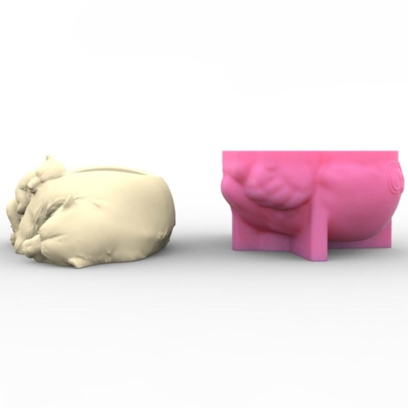 Sleeping Animal Shaped Planter Mold Flowerpots Molds Silicone Concrete Mould Hand-Making Supplies for Flowerpot Crafting
