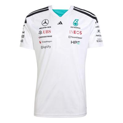 Climacool Команда Mercedes-AMG Petronas Формулы-1 Влагоотводящая Однотонная Приталенная Короткий рукав Гоночная Футболка Мужские топы KF0160