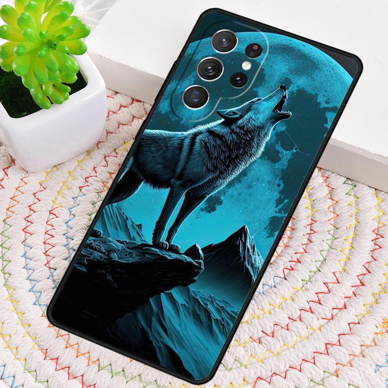 Силиконовый чехол для телефона Samsung Galaxy note 10 pro S26 S25 S24 S23 S22 S21 Plus S25Ultra с принтом 'Воющий волк на луне' Чехол