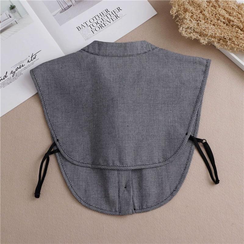 Cotton Fake Collar Classic Tartan Detachable Dickey Collar Half Shirts Blouse False Collar for Women Girls Outfits Accessory