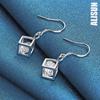 925 Sterling Silver Square AAA Zircon Piercing Earrings Fashionable Wedding Jewelry