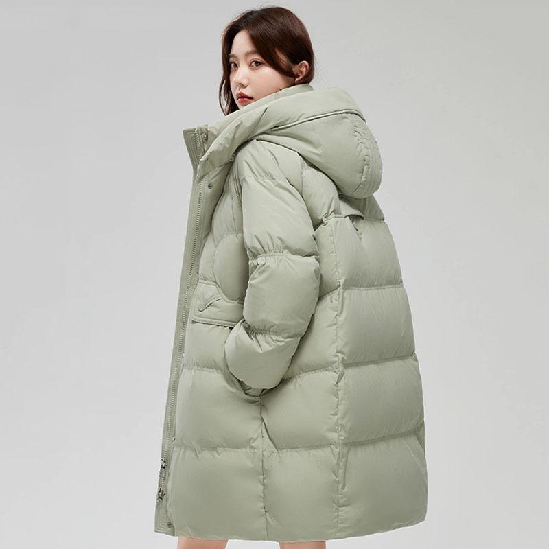 Down Jacket Women's Medium and Long 2025 New Fashion Versatile Loose Casual Thickened White Duck Down Jacket