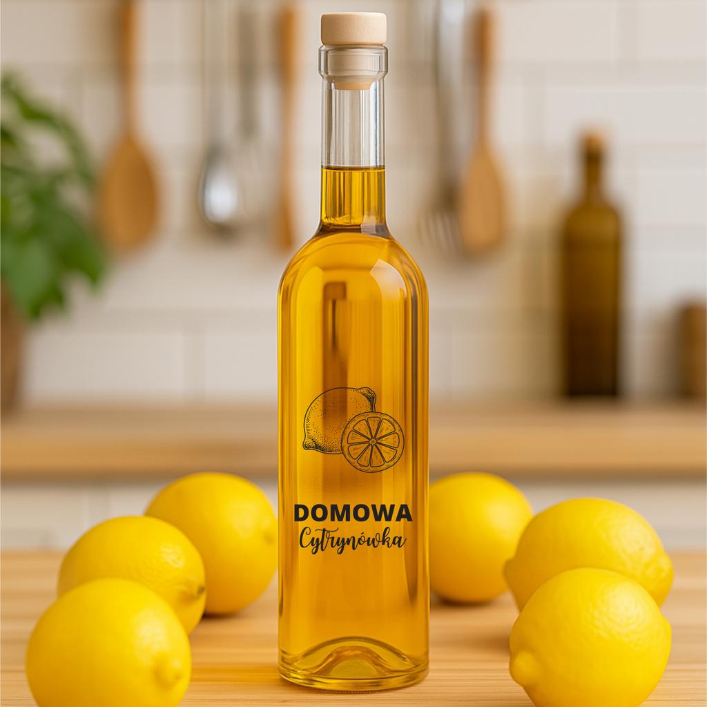 FUTURA 0.5L bottle with HOMEMADE LEMON VEGETABLE PRINT for alcohol, juice, tinctures