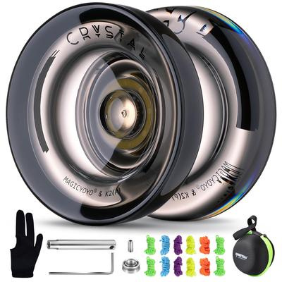 MAGICYOYO K2 Черный Отзывчивый Йо-йо для Детей Новичков с Дополнительным Неотзывчивым Йо-йо Pro Пластиковый Трюковый Йо-йо для Сумки для Йо-йо Подшипник, Взрослые+12
