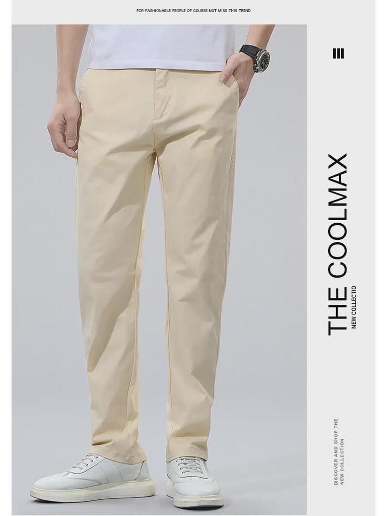Легкие повседневные брюки из эластичной ткани для мужчин — дышащие, универсальные прямые брюки для весны и лета