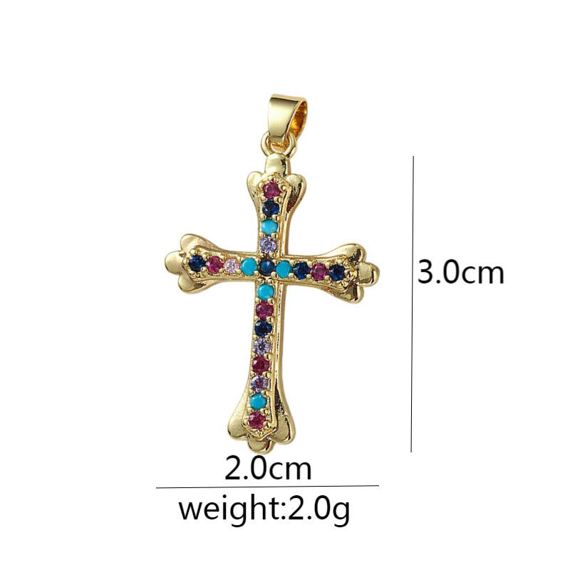 Подвеска из микроциркония с медной инкрустацией, крест, сохраняющий цвет, аксессуары для ожерелья из меди с позолотой.