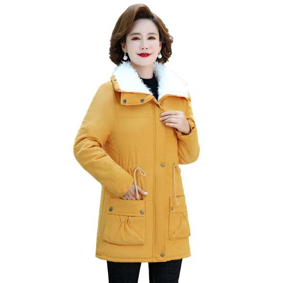 Зимняя женская куртка из утолщенного плюша с отложным воротником, длинными рукавами, эластичным поясом, карманами, застежкой-молнией, пальто средней длины, ветрозащитное теплое пальто