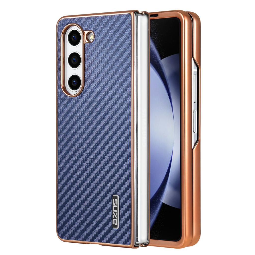 AZNS For Samsung Galaxy Z Fold6 5G Case Electroplating Carbon Fiber Texture PU+TPU Phone Cover