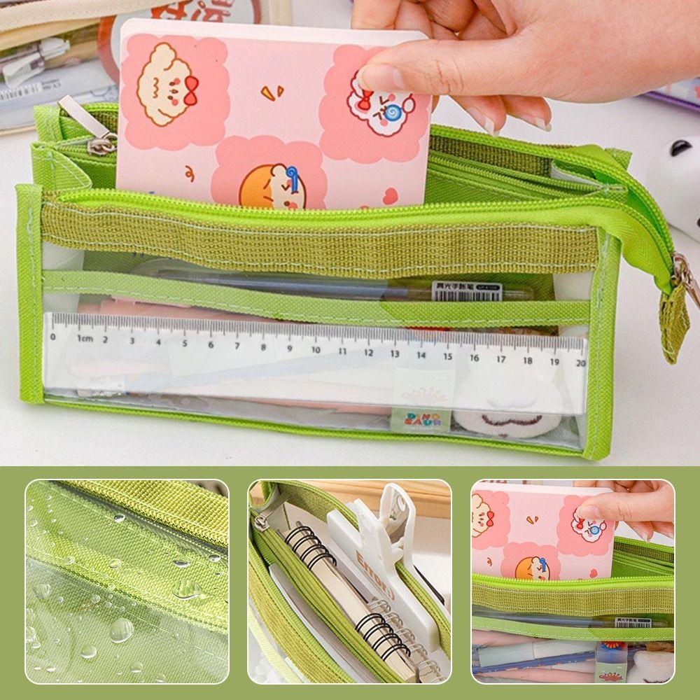 Large Capacity Pen Case Transparent PVC Storage Organizer New Zipper Pouch  Students