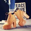 Spring Autumn Platform Ankle Boots Women Lace Up Thick Heel Platform Boots Ladies Worker Boots