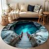 Круглый 3D коврик с отверстием Реалистичная оптическая иллюзия Напольный коврик Машинная стирка Нескользящий Спальня