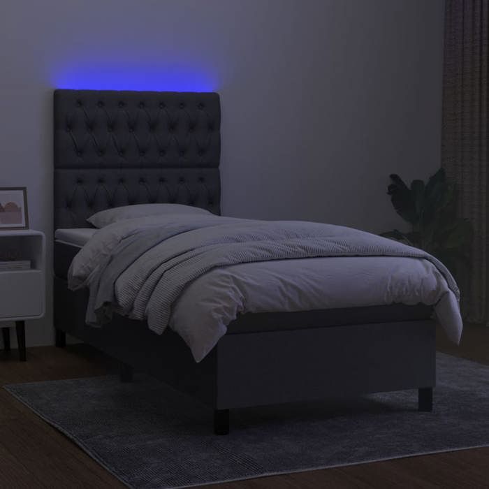 Maison Exclusive - Sommier à lattes de lit avec matelas et LED Gris foncé 80x200cm
