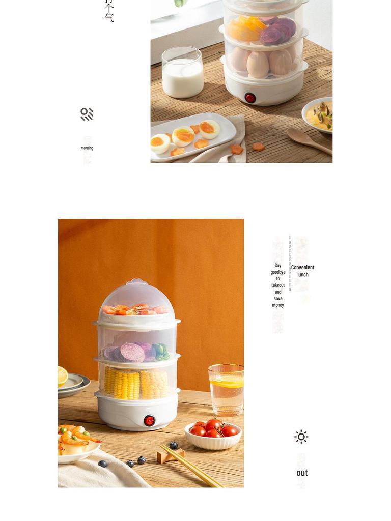 Multifunctional Egg Steamer: Multi-layer Breakfast Machine with Anti-Dry Burning Feature and Automatic Power Off, Mini Egg Boiling Pot.