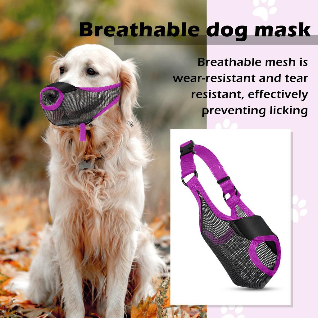 Намордник для собак - Мягкий сетчатый намордник для больших, средних и маленьких собак - Дизайн с передним отверстием, дышащий, регулируемый, кусающий и очищающий, собачья пасть