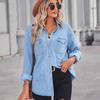 Светлый цвет, тонкая джинсовая повседневная рубашка с длинными рукавами в европейском и американском стиле, модная женская одежда