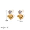 Gold Color Stainless Steel CZ Zircon Heart Shape Pendant Earrings for Women 18K PVD Gold Plated Fashion Daily Drop Jewelry