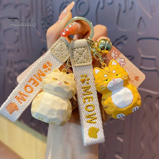 Милый смоляный брелок с котом и колокольчиком, 3D кукла, ремешок с буквами, подарок для женщин и девочек, мультяшное животное, котенок, автомобильный брелок, подвеска, украшение для рюкзака