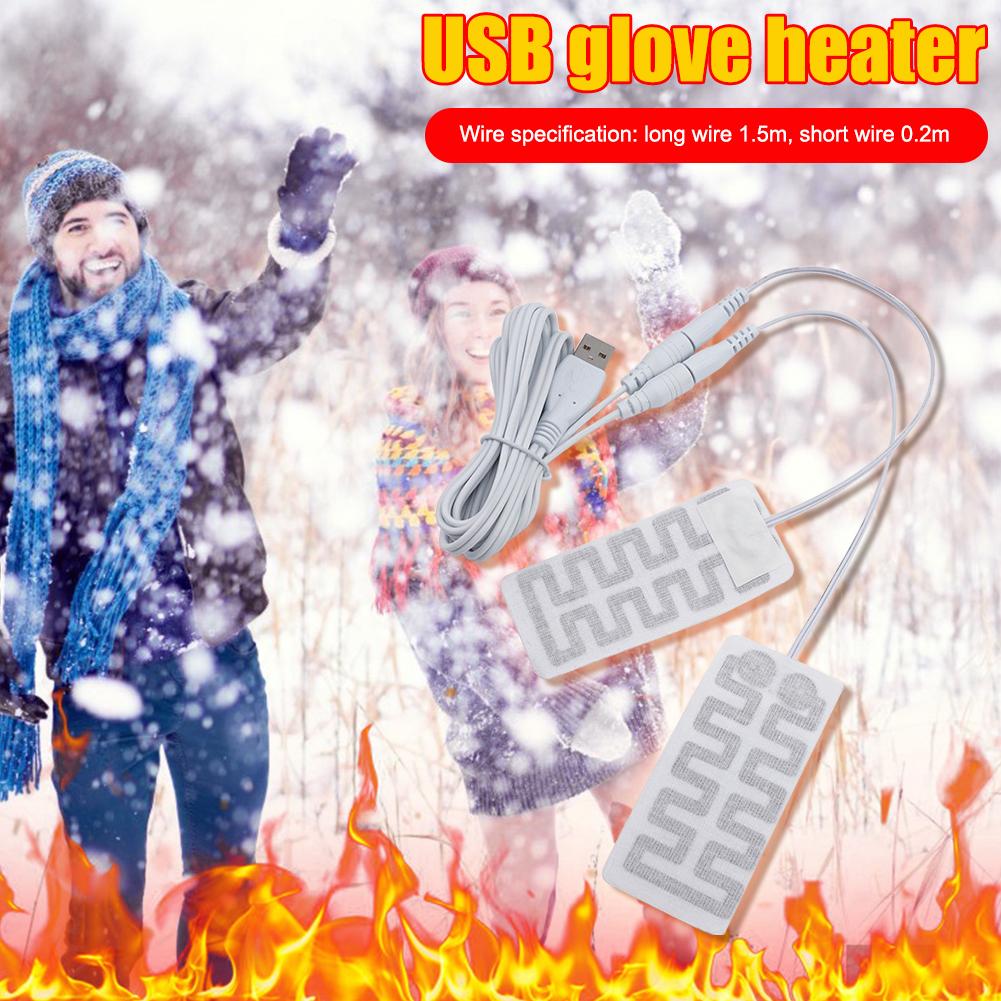 USB-перчатки с подогревом Портативная электрическая греющая накладка на перчатки Легкая из углеродного волокна 5 В для активного отдыха, кемпинга, походов, согревания рук зимой