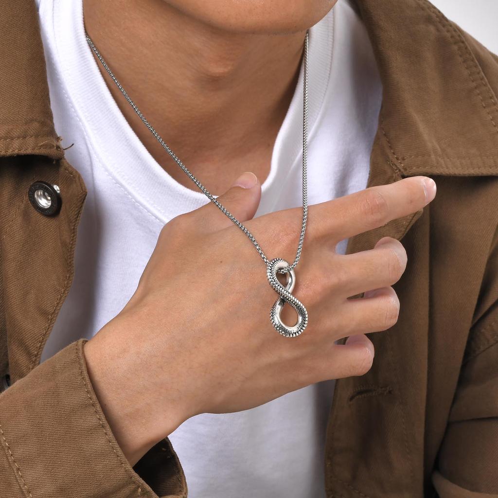 Vnox Винтажный цвет Подвеска-ожерелье с символом бесконечности и змеиным узором Персонализированное животное-воротник в форме восьмерки Ювелирные изделия