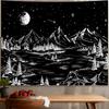Apdidl Black and White Tapestry Starry Night Mountain Tapestries for Bedroom Aesthetic Moon and Stars Tapastry's Wall Hanging Dark Nature Forest Wall