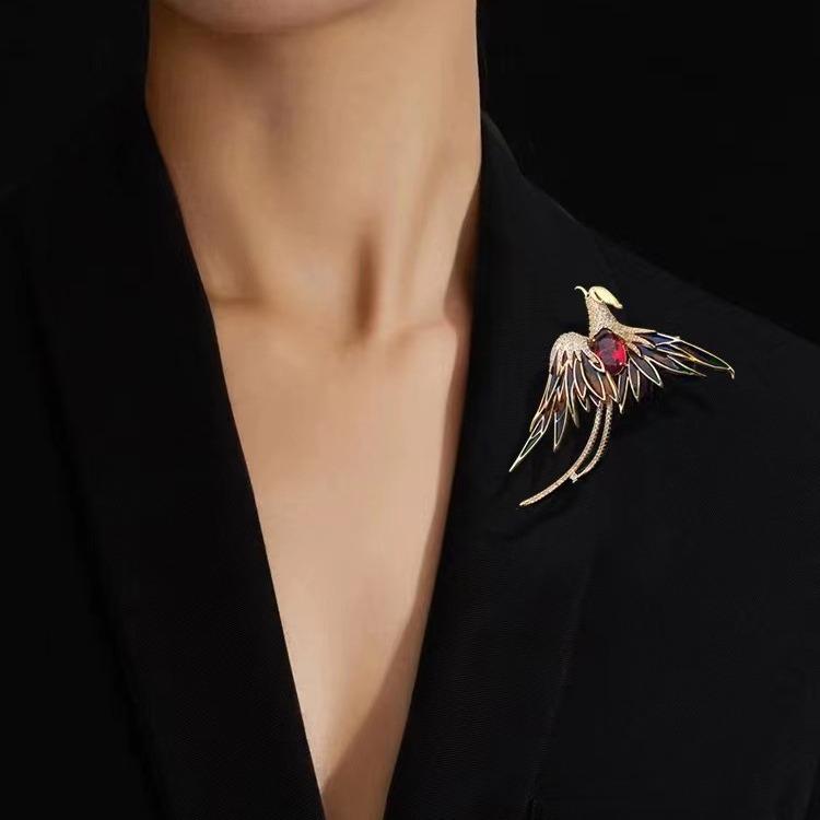 Phoenix Brooch: Luxury Women's Suit Accessory for Weddings & Special Occasions - Unique New Year Gift