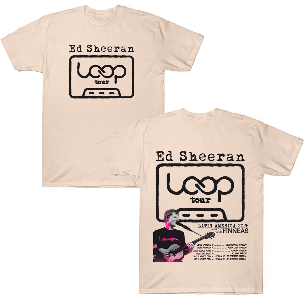 Ed Sheeran Loop Tour LATIN AMERICA 2026 T Shirt Graphic T-shirt Men Fashion Cotton Women Casual Short Sleeve Tee