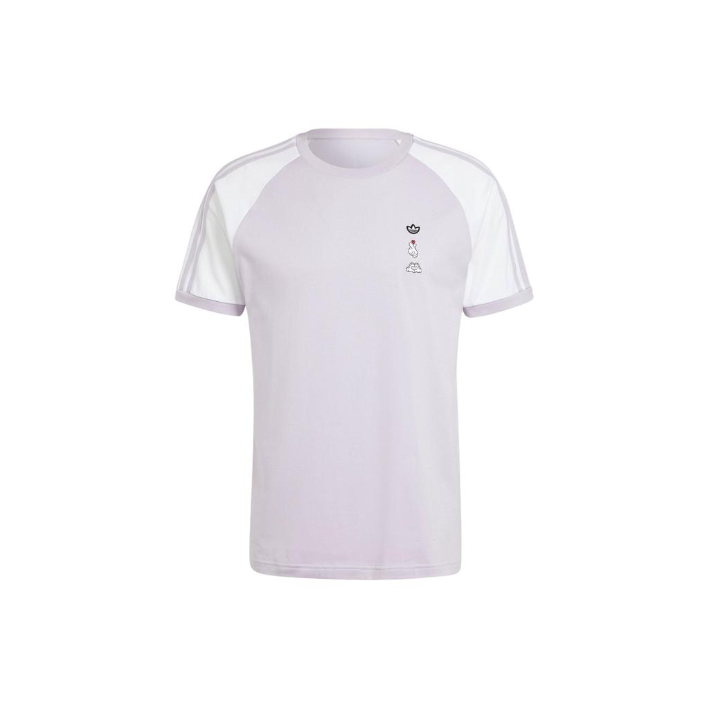 Adidas Спортивная футболка Originals X Mickey Mouse SS24 с логотипом в тройную полоску, мужские топы, серебристые IY2271