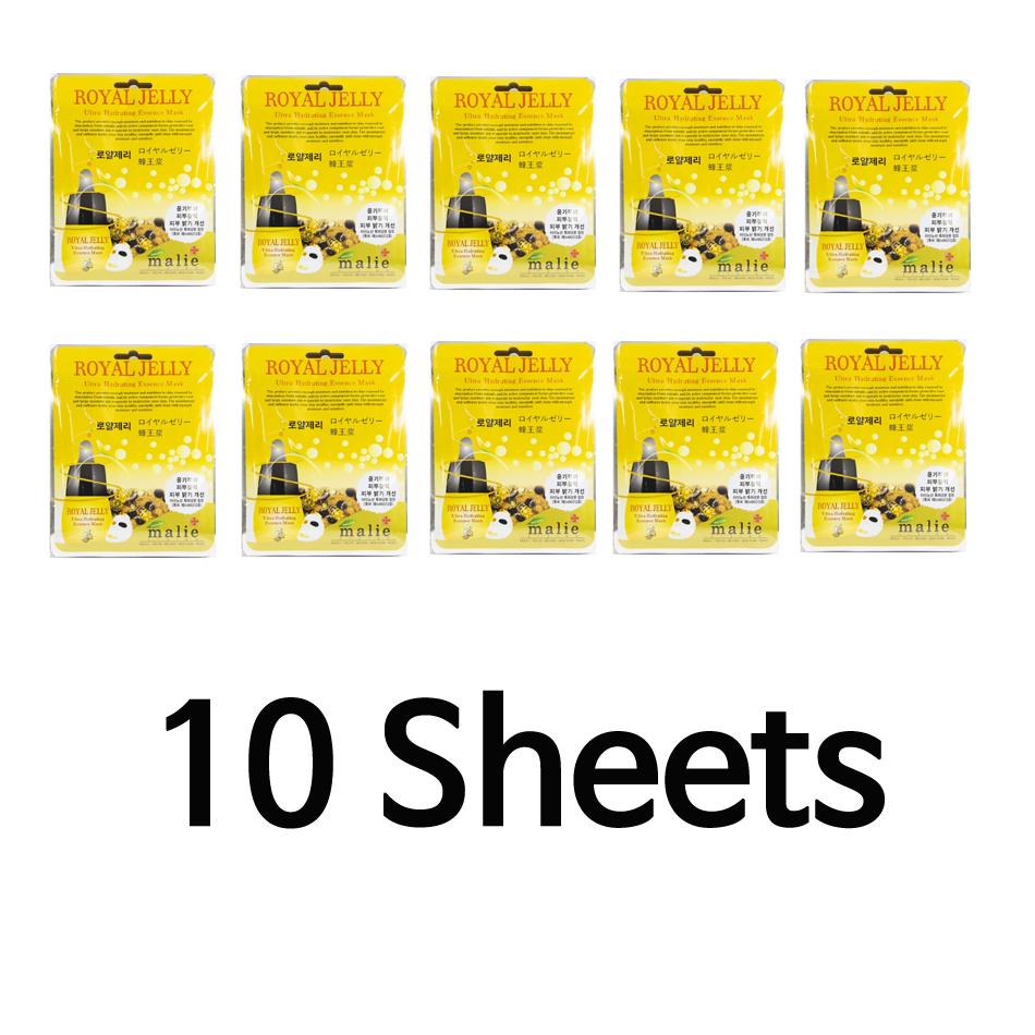 Face Mask Sheet Royal Jelly Hydrating Essence Mask Pack Skin Care (10 Sheets and 2 Options) Korean Cosmetics