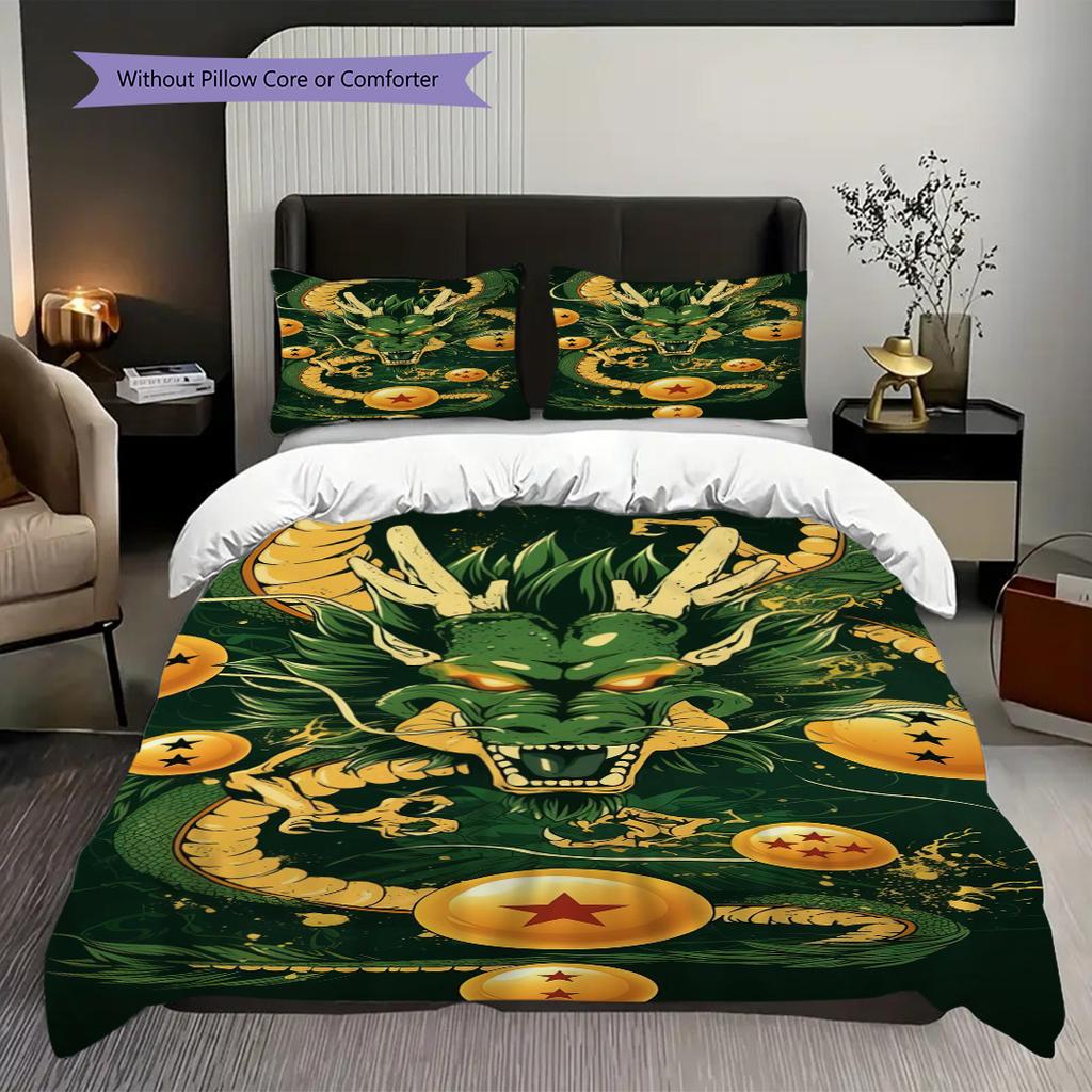 1PC Dragon Ball pattern Bedding Quilt Set Quilt Cover Pillowcase Home Decoration Birthday Gift (1 * duvet cover + 2 * pillowcase, without core)