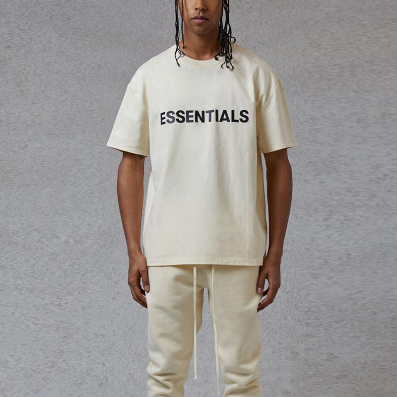 Fear of God Essentials Унисекс Футболка с графическим логотипом SS20 Топы Кремовый FOG-SS20-401