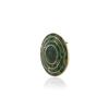Estele 24 Kt Gold Plated Green Enamel Concentric Button Stud Earrings