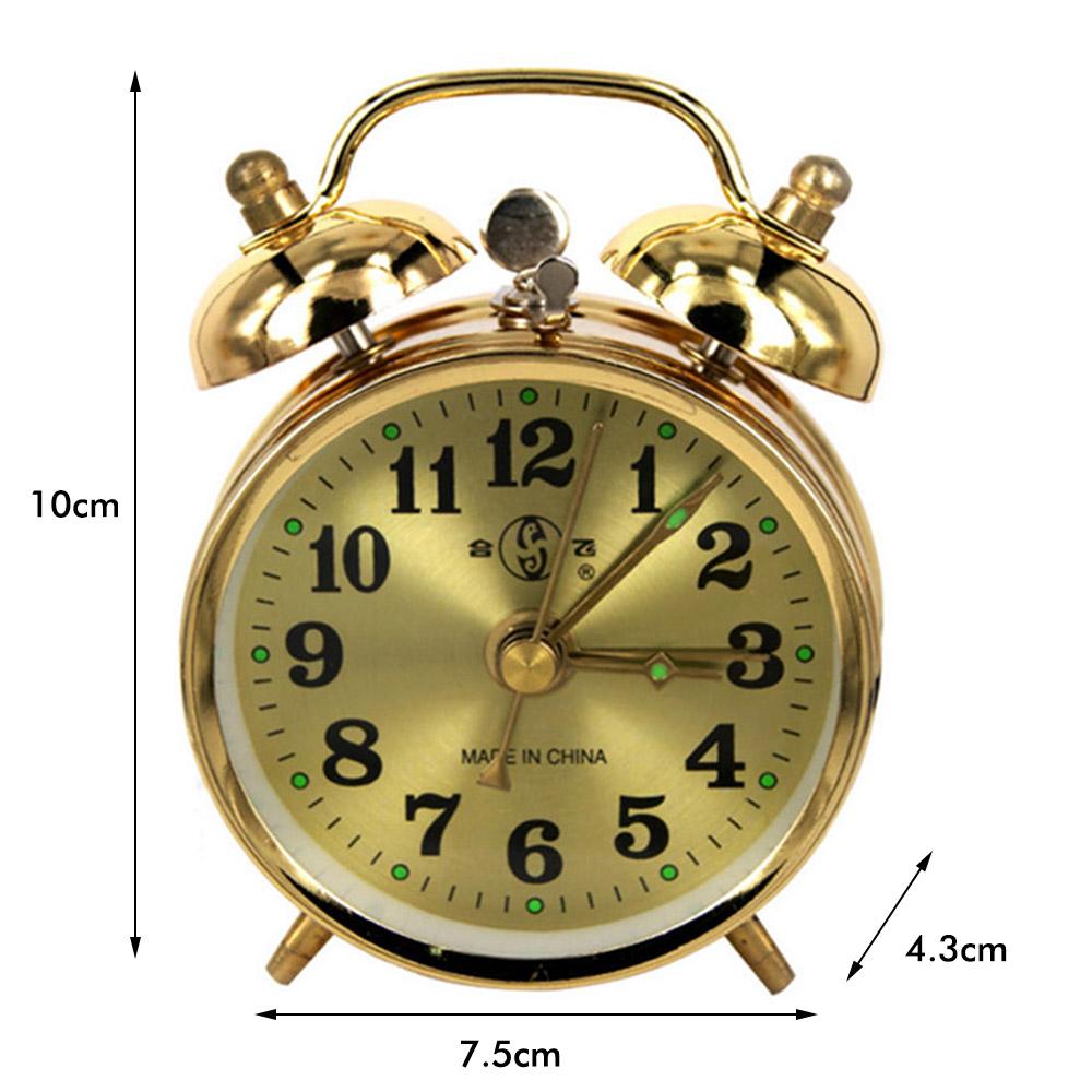 Retro Gold Mechanical Alarm Clock Vintage Manual Wind Up Clock Metal Snooze Table Clock Home