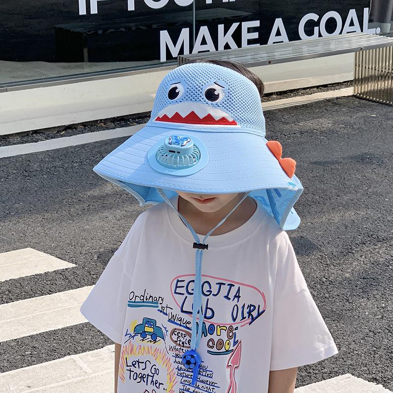 Детская шляпа с веером-шалью Летом Шляпа с большими полями для мальчиков и девочек Дышащая Защита от солнца Уличная Солнцезащитная шляпа