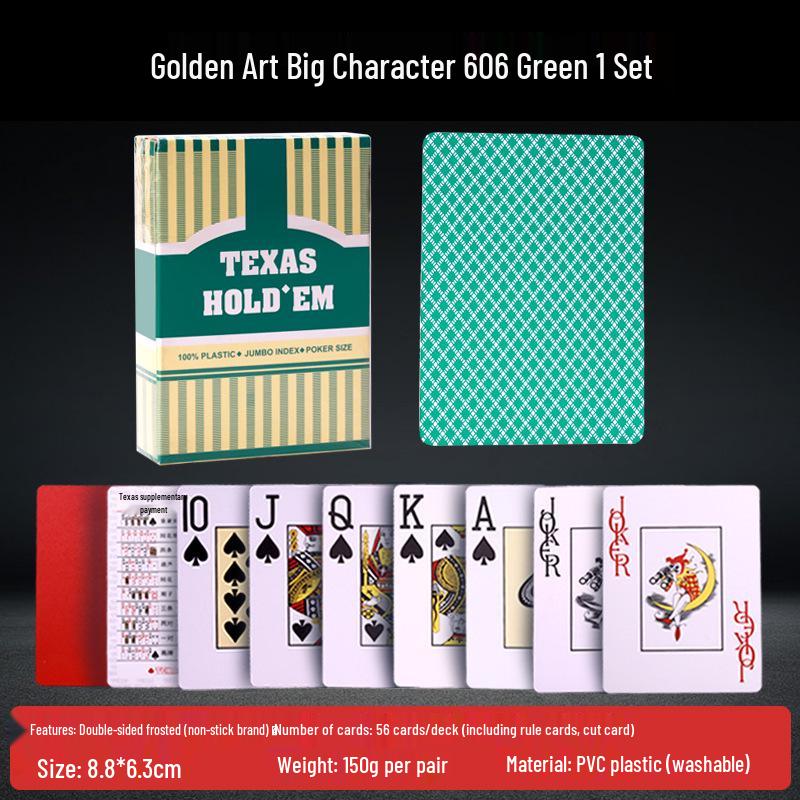 Gold Art 606 Водонепроницаемые Карты для Покера Техасский Холдем, Крупный Шрифт, Прочные и Моющиеся