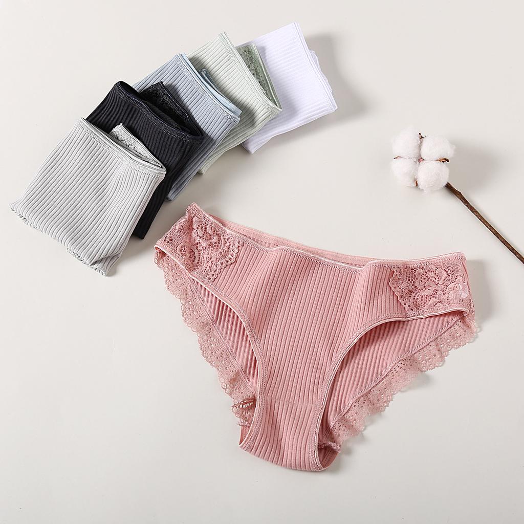 Comfort Cotton Panties Lace 6pcs Underwear Set Briefs Women Fashion Sexy Lace Intimates Plus Size Mxxl