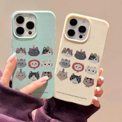Чехол для телефона iPhone 11 13 XR XS Max, чехол для iPhone 12 14 15 16 Pro Max 12 Pro 15 Plus, кожаный, окрашенный, водонепроницаемый, устойчивый к падениям и износу, мультяшный