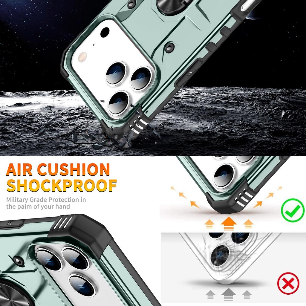 Чехол для iPhone 17 Pro Max PC+TPU Противоударный Чехол для Телефона с Кольцом-Подставкой