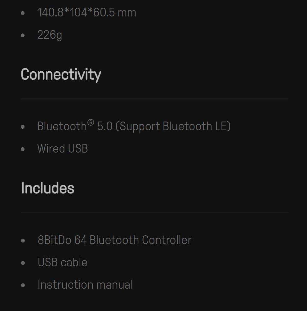 8BitDo 64 Wireless Game Controller with Hall Effect Joystick, Bluetooth and USB (Model 80NE16)