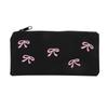 Ins Style Simple Black Bow Pencil Case Large Capacity Pencil Storage Bag Cosmetic Bag Stationery Organizer School Supplies