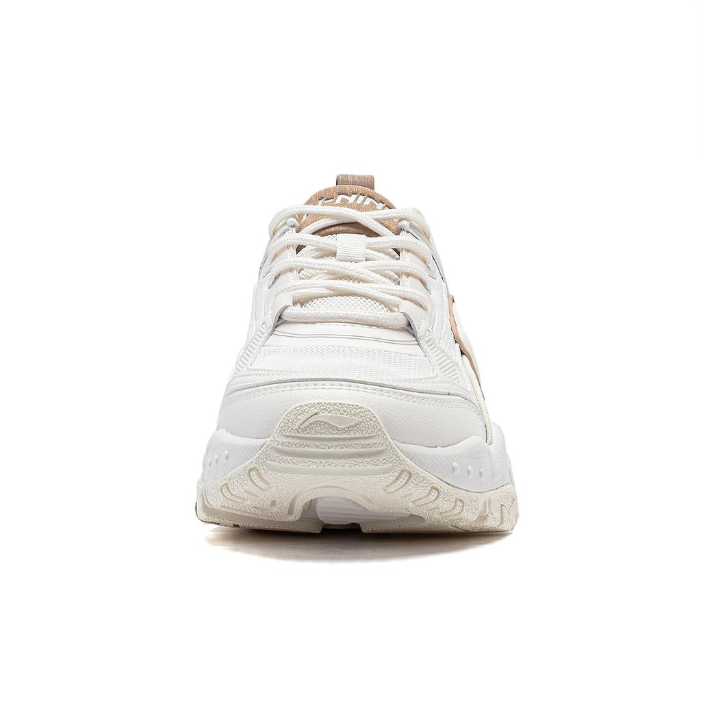 Li Ning Soft Rebound Shock Absorbment Retro Thick Sole Up Incovering Low Top Casual Shoes Women sneakers White AGCT424-1