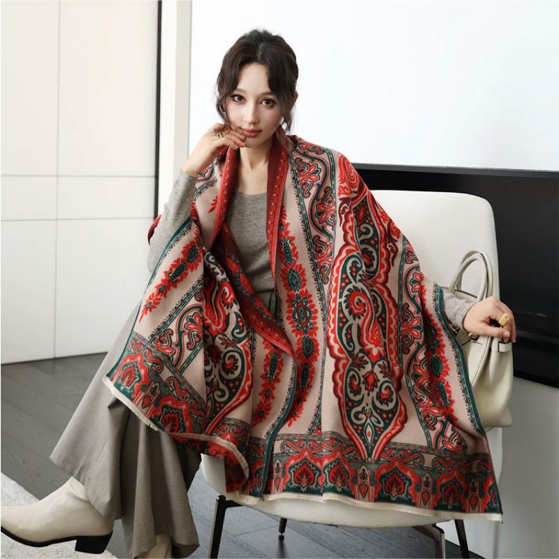 New Jacquard Scarf Women's Autumn and Winter Double-sided Imitation Cashmere Warm Shawl Premium Versatile Thickened Scarf