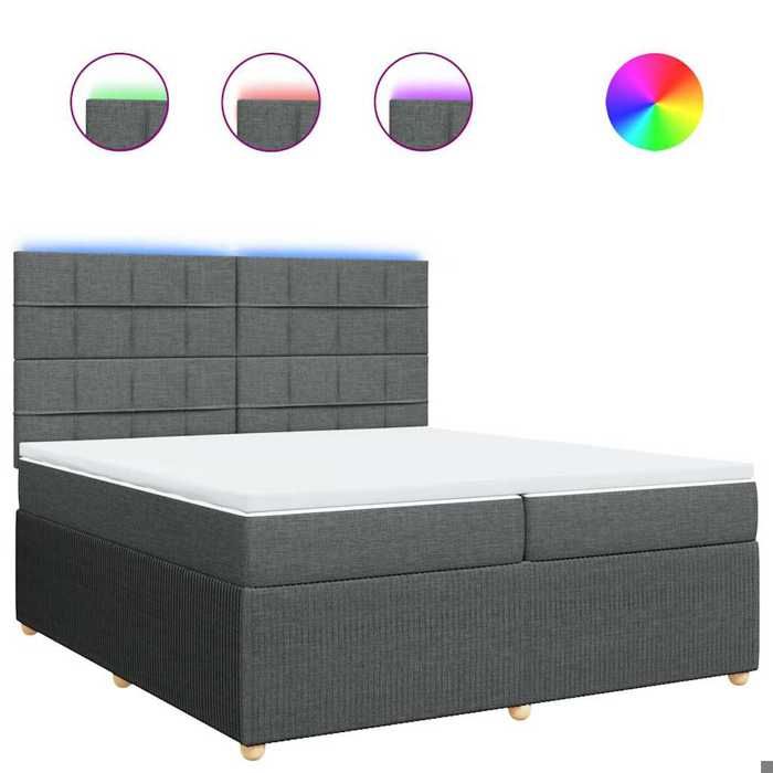 Maison Exclusive - Sommier à lattes de lit avec matelas Gris foncé 200x200cm Tissu