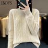 INDFS Women's Fashion Casual Fall Winter Solid Color Print Long Sleeve Half Turtleneck Sweaters