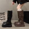 2025 Пустошь Ботинки Ковбои Носят Рыцарские Ботинки Вестерн Платформа Толстая Подошва Высокие Ботинки Два Новых Осенне-Зимних Ветра