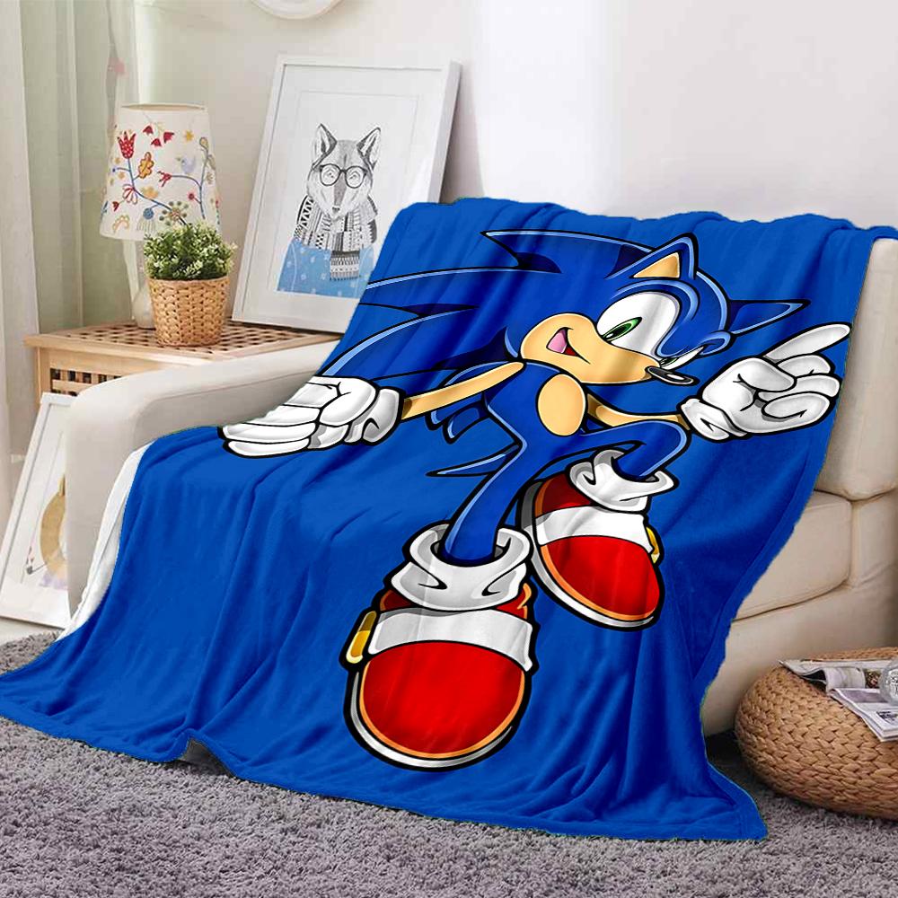 1Pc Sonic Hedgehog Adventure Flannel Blanket, Soft And Comfortable, Casual Warm, Camping Travel, Christmas, Halloween Xmas Gift. G1281