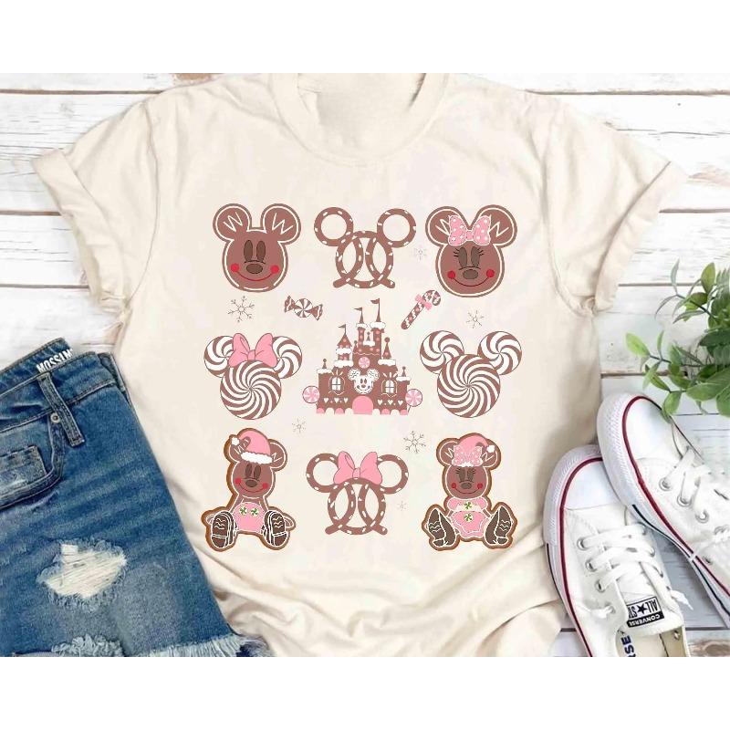 Trendy Casual and Gingerbread Castle Christmas Pink Shirt Unisex Cotton Four Seasons Base Shirt