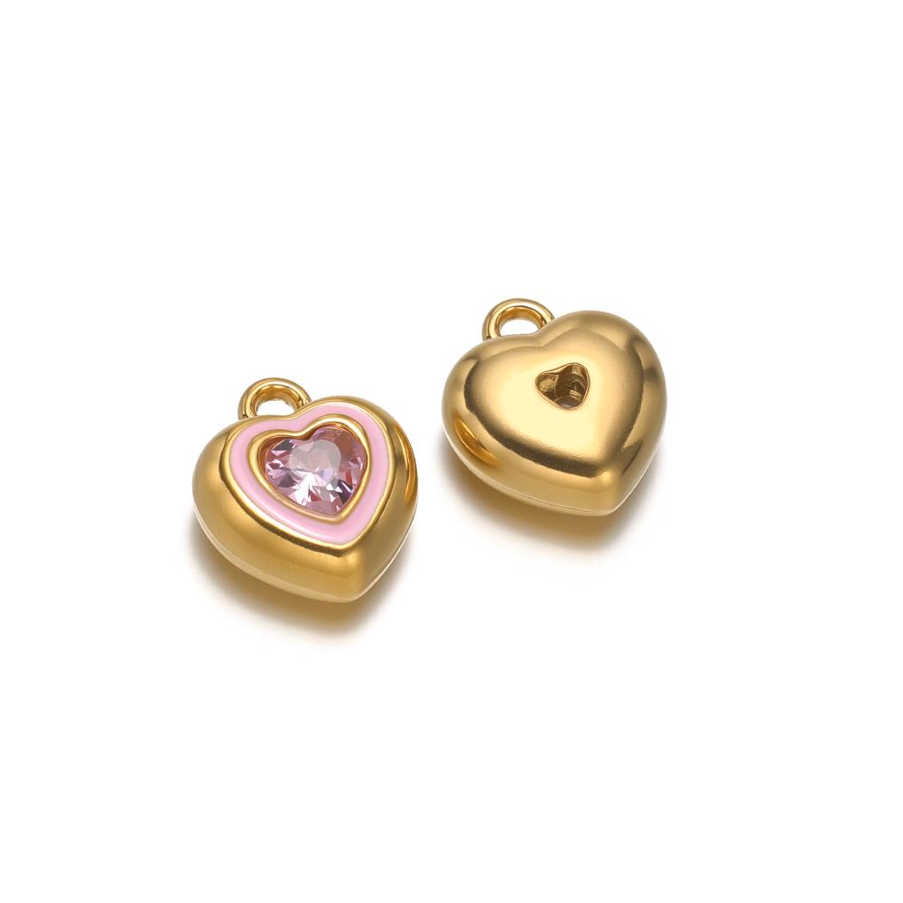4pcs Stainless Steel Enamel Heart Zirconia Charms for DIY Jewelry Findings Necklace Pendants Bracelet Supplies Earrings Making