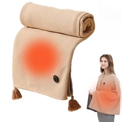 USB-шаль с подогревом для женщин, мягкая электрическая шаль на молнии с аккумулятором 10 000 мАч, мягкая шаль с подогревом на молнии для дома, улицы