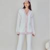 White Elegant Soft Half Side Velvet Autumn and Winter New Sweet Fleece-lined Thickened Home Clothes Comfortable Suit